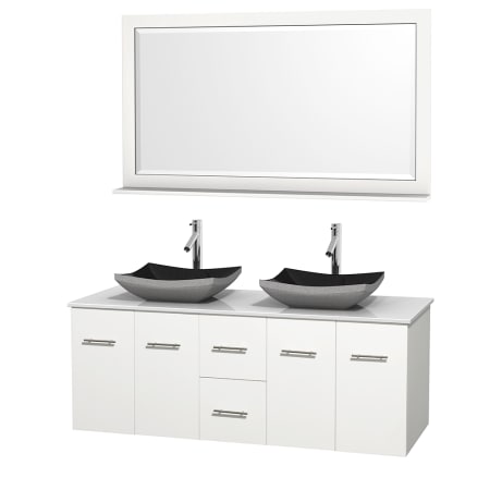 A large image of the Wyndham Collection WCVW00960DWHWSOVM58 Altair Black Granite Sink