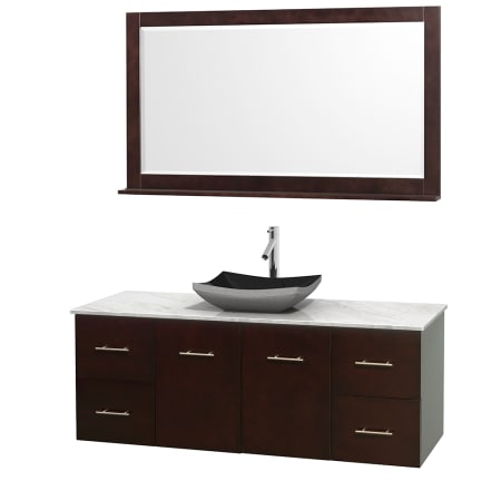 A large image of the Wyndham Collection WCVW00960SESCMOVM58 Altair Black Granite Sink