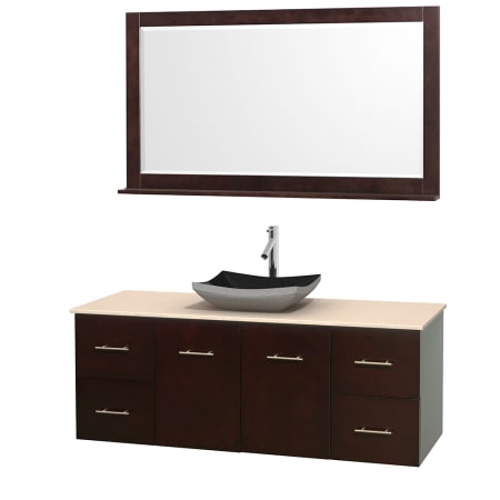 A large image of the Wyndham Collection WCVW00960SESIVOVM58 Altair Black Granite Sink