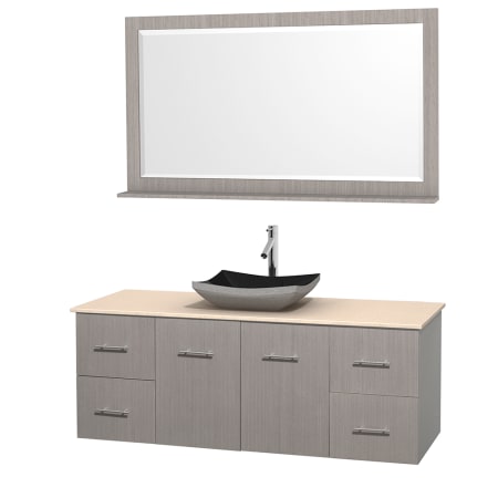 A large image of the Wyndham Collection WCVW00960SGOIVOVM58 Altair Black Granite Sink