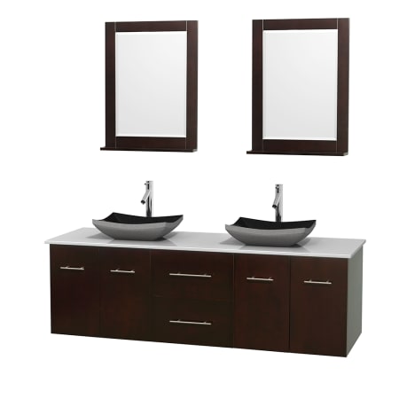 A large image of the Wyndham Collection WCVW00972DESWSOVM24 Altair Black Granite Sink