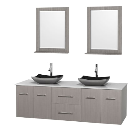 A large image of the Wyndham Collection WCVW00972DGOWSOVM24 Altair Black Granite Sink
