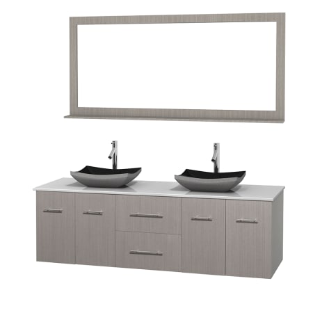 A large image of the Wyndham Collection WCVW00972DGOWSOVM70 Altair Black Granite Sink