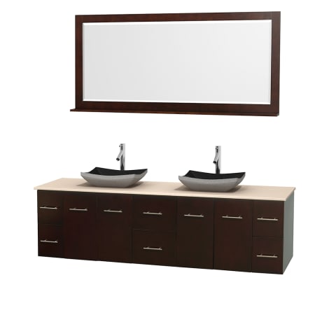 A large image of the Wyndham Collection WCVW00980DESIVOVM70 Altair Black Granite Sink