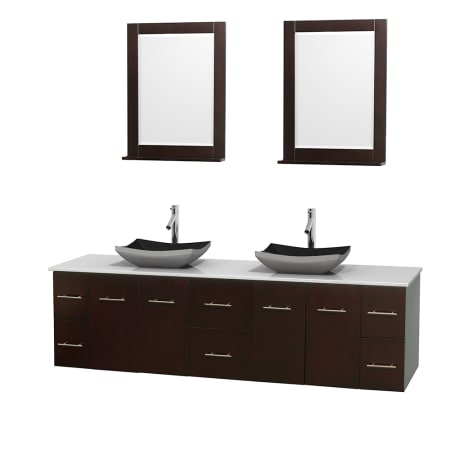 A large image of the Wyndham Collection WCVW00980DESWSOVM24 Altair Black Granite Sink