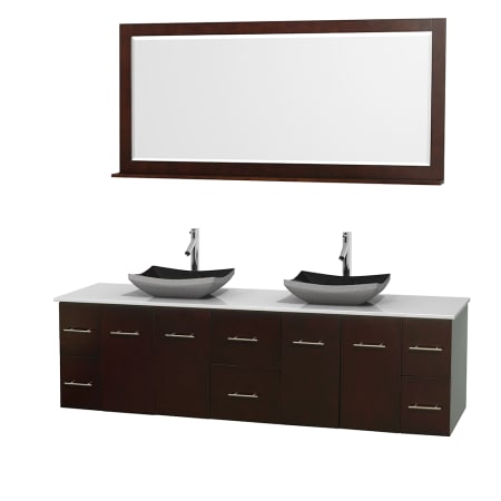 A large image of the Wyndham Collection WCVW00980DESWSOVM70 Altair Black Granite Sink