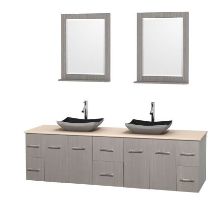 A large image of the Wyndham Collection WCVW00980DGOIVOVM24 Altair Black Granite Sink