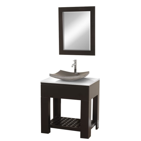 A large image of the Wyndham Collection WC-MB1000 Espresso / White Glass Top