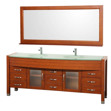 A large image of the Wyndham Collection WC-A-W2200-78 Cherry / Green Glass Top