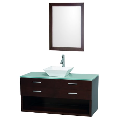 A large image of the Wyndham Collection WCS100148 Espresso / Green Glass Top