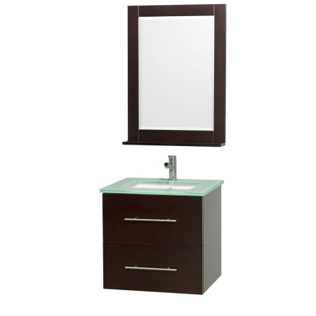 A large image of the Wyndham Collection WCV00924 Espresso / Green Glass Top