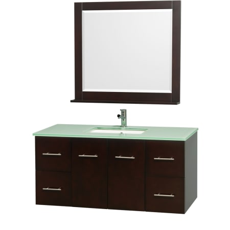 A large image of the Wyndham Collection WCV00948 Espresso / Green Glass Top