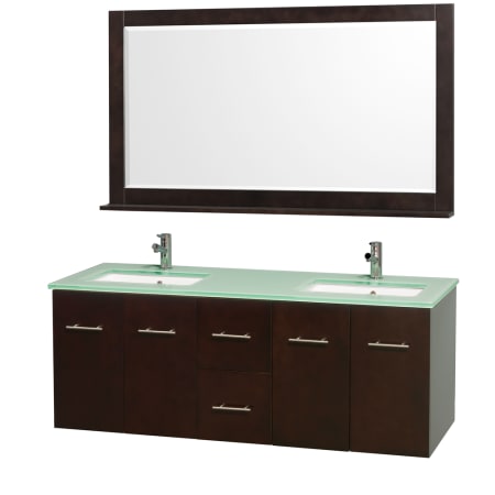 A large image of the Wyndham Collection WCV00960DB Espresso / Green Glass Top