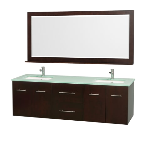 A large image of the Wyndham Collection WCV00972DB Espresso / Green Glass Top