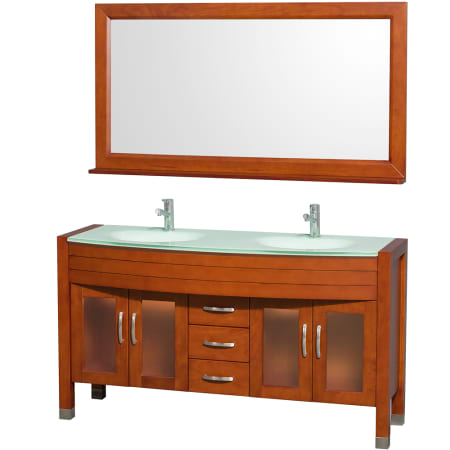 A large image of the Wyndham Collection WCV220060 Cherry / Green Glass Top