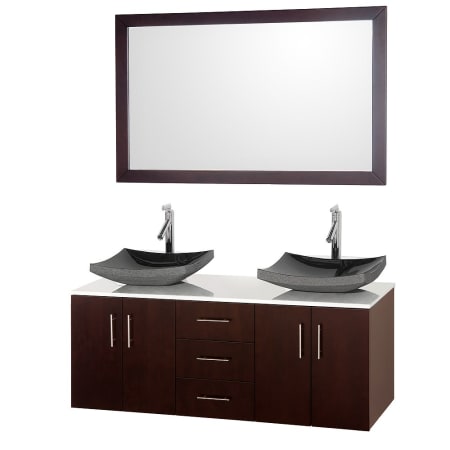 A large image of the Wyndham Collection WC-B400-55-ESP-OM Espresso / White Glass Top