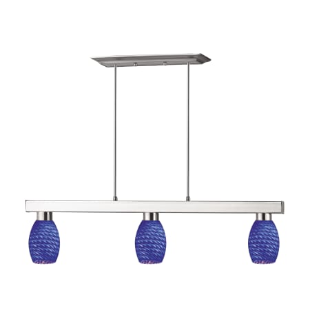 A large image of the Z-Lite 152-131 Brushed Nickel / Blue Glass