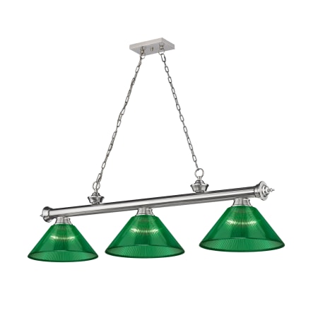 A large image of the Z-Lite 2306-3-ARG Brushed Nickel / Green