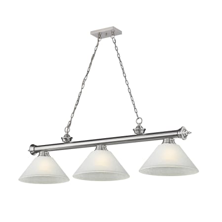 A large image of the Z-Lite 2306-3-AWL14 Brushed Nickel / White Linen