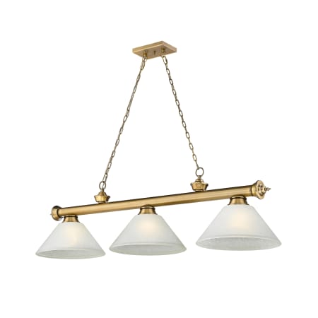 A large image of the Z-Lite 2306-3-AWL14 Rubbed Brass / White Linen