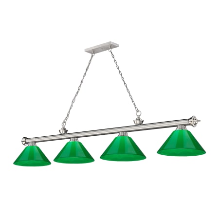 A large image of the Z-Lite 2306-4-PGR Brushed Nickel / Green