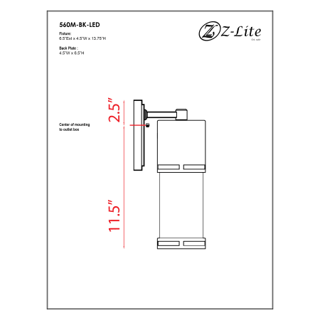 A large image of the Z-Lite 560M-BK-LED Alternate Image