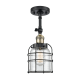 A thumbnail of the Innovations Lighting 201F Small Bell Cage Black Antique Brass / Clear