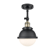 A thumbnail of the Innovations Lighting 201F-16-8 Hampden Semi-Flush Black Antique Brass / Matte White