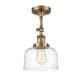 A thumbnail of the Innovations Lighting 201F-14-8 Bell Semi-Flush Brushed Brass / Clear Deco Swirl