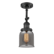 A thumbnail of the Innovations Lighting 201F Small Bell Matte Black / Plated Smoked
