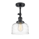 A thumbnail of the Innovations Lighting 201F-14-8 Bell Semi-Flush Matte Black / Clear Deco Swirl