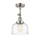 A thumbnail of the Innovations Lighting 201F-14-8 Bell Semi-Flush Polished Nickel / Clear Deco Swirl