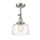 A thumbnail of the Innovations Lighting 201F-14-8 Bell Semi-Flush Brushed Satin Nickel / Clear Deco Swirl