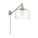 A thumbnail of the Innovations Lighting 237--13-12-L Bell Sconce Brushed Satin Nickel / Clear Deco Swirl