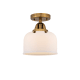 A thumbnail of the Innovations Lighting 288-1C-9-8 Bell Semi-Flush Brushed Brass / Matte White