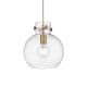 A thumbnail of the Innovations Lighting 410-1PM-11-10 Newton Sphere Pendant Brushed Brass / Clear