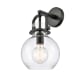 A thumbnail of the Innovations Lighting 410-1W-14-8 Newton Sphere Sconce Matte Black / Clear