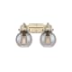 A thumbnail of the Innovations Lighting 410-2W-12-17 Newton Sphere Vanity Brushed Brass / Plated Smoke