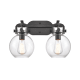 A thumbnail of the Innovations Lighting 410-2W-12-17 Newton Sphere Vanity Matte Black / Clear