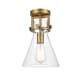 A thumbnail of the Innovations Lighting 411-1F-12-8 Newton Cone Flush Brushed Brass / Clear