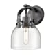 A thumbnail of the Innovations Lighting 423-1W-10-7 Pilaster II Bell Sconce Matte Black / Clear