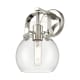 A thumbnail of the Innovations Lighting 423-1W-5-7 Pilaster II Sphere Sconce Polished Nickel / Clear