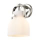 A thumbnail of the Innovations Lighting 423-1W-10-7 Pilaster II Bell Sconce Polished Nickel / Matte White