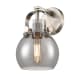 A thumbnail of the Innovations Lighting 423-1W-10-7 Pilaster II Sphere Sconce Satin Nickel / Plated Smoke