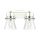 A thumbnail of the Innovations Lighting 423-2W-10-17 Pilaster II Cone Vanity Polished Nickel / Clear