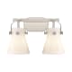 A thumbnail of the Innovations Lighting 423-2W-10-17 Pilaster II Cone Vanity Satin Nickel / Matte White