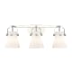 A thumbnail of the Innovations Lighting 423-3W-10-27 Pilaster II Cone Vanity Polished Nickel / Matte White