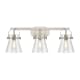 A thumbnail of the Innovations Lighting 423-3W-10-27 Pilaster II Cone Vanity Satin Nickel / Clear