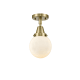 A thumbnail of the Innovations Lighting 447-1C-11-6 Beacon Semi-Flush Antique Brass / Matte White