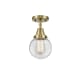 A thumbnail of the Innovations Lighting 447-1C-11-6 Beacon Semi-Flush Antique Brass / Clear